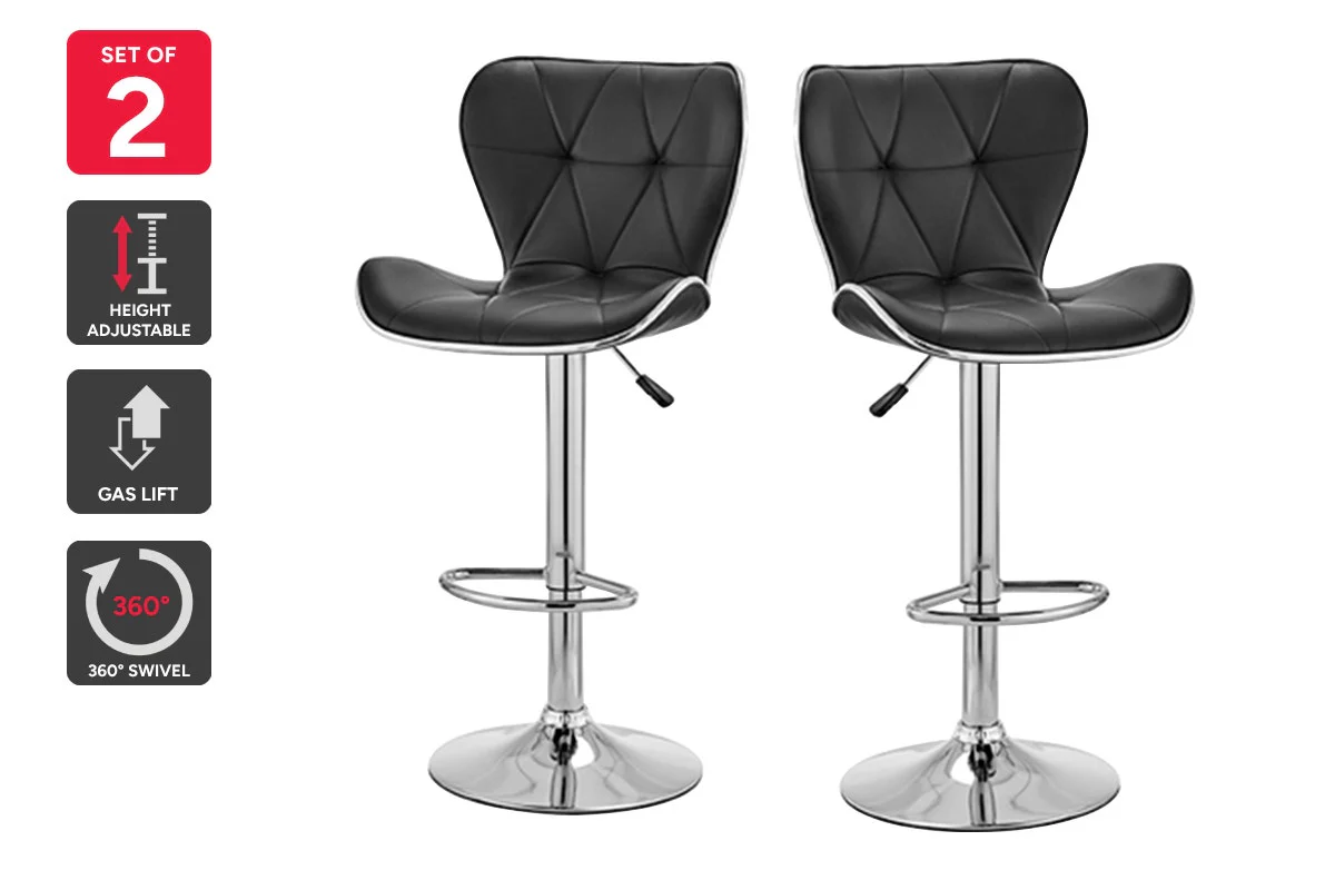 Set of 2 Shangri La Leana Adjustable Bar Stools Black