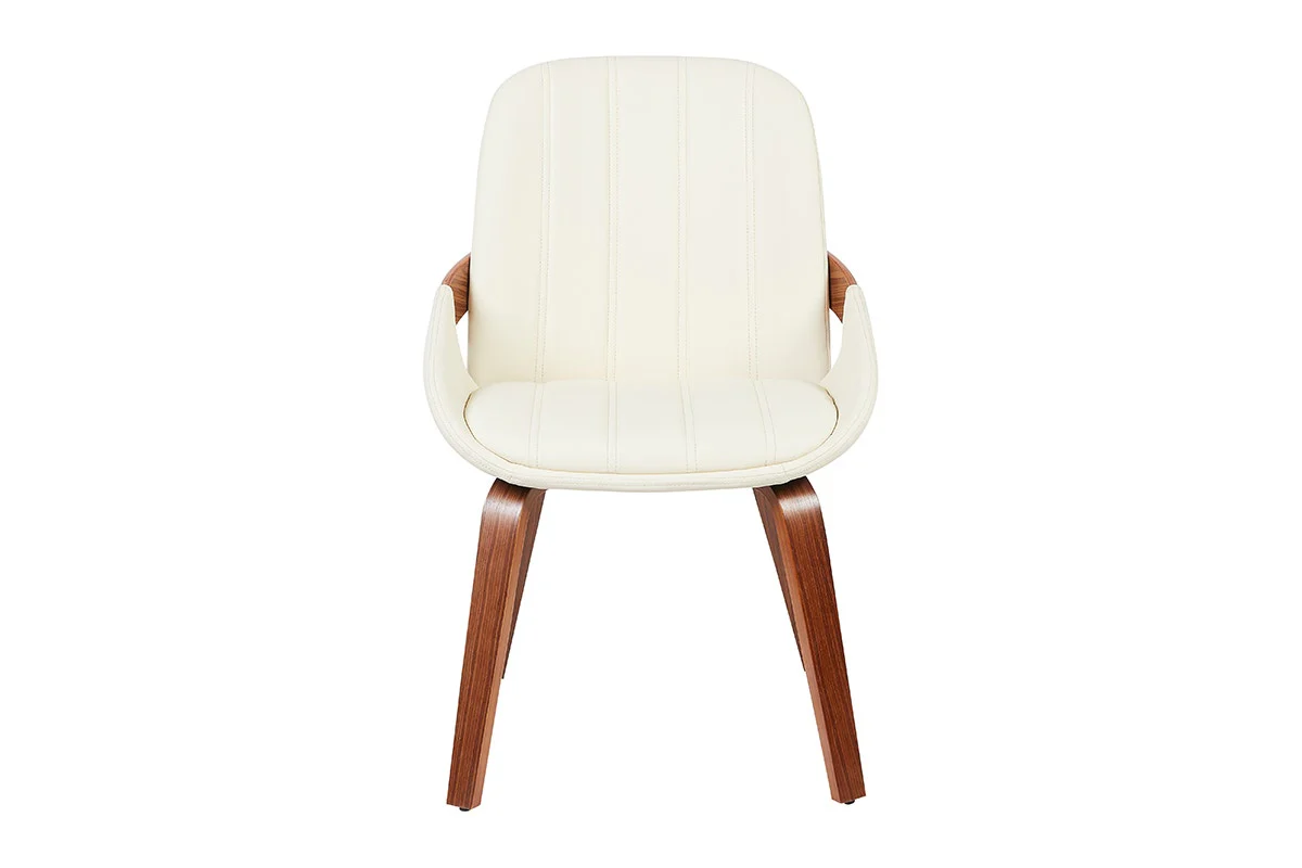 Set of 2 Shangri La Macarro Dining Chairs Beige Faux Leather - Image 6