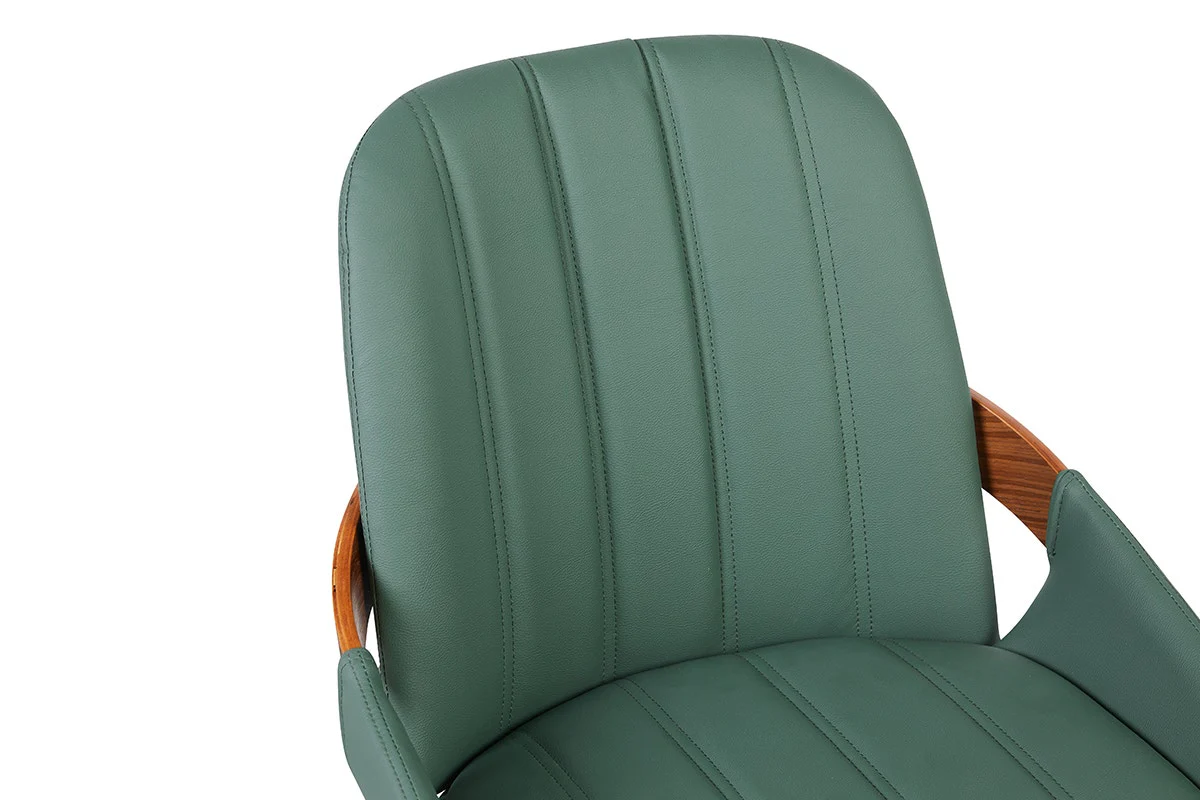 Set of 2 Shangri La Macarro Dining Chairs Green Faux Leather - Image 10