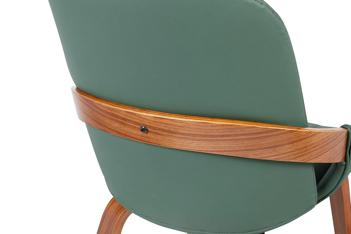 Set of 2 Shangri La Macarro Dining Chairs Green Faux Leather - Image 12