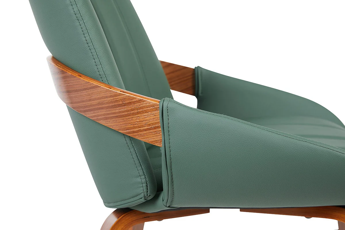 Set of 2 Shangri La Macarro Dining Chairs Green Faux Leather - Image 13