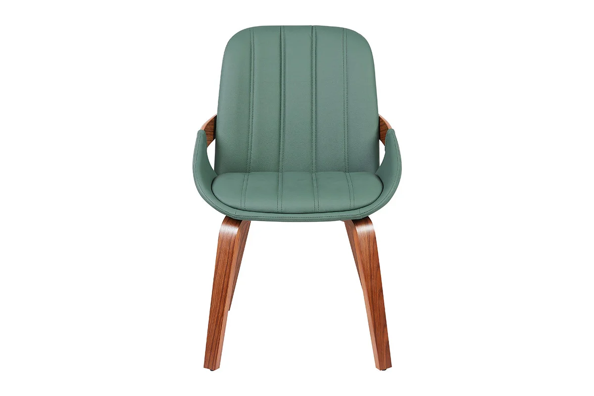 Set of 2 Shangri La Macarro Dining Chairs Green Faux Leather - Image 6