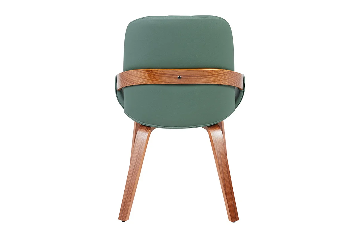Set of 2 Shangri La Macarro Dining Chairs Green Faux Leather - Image 7