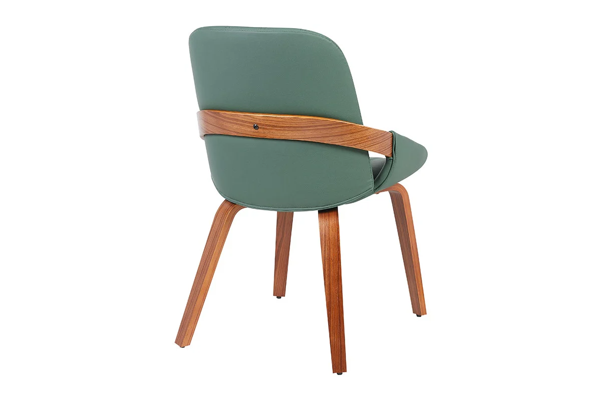 Set of 2 Shangri La Macarro Dining Chairs Green Faux Leather - Image 8
