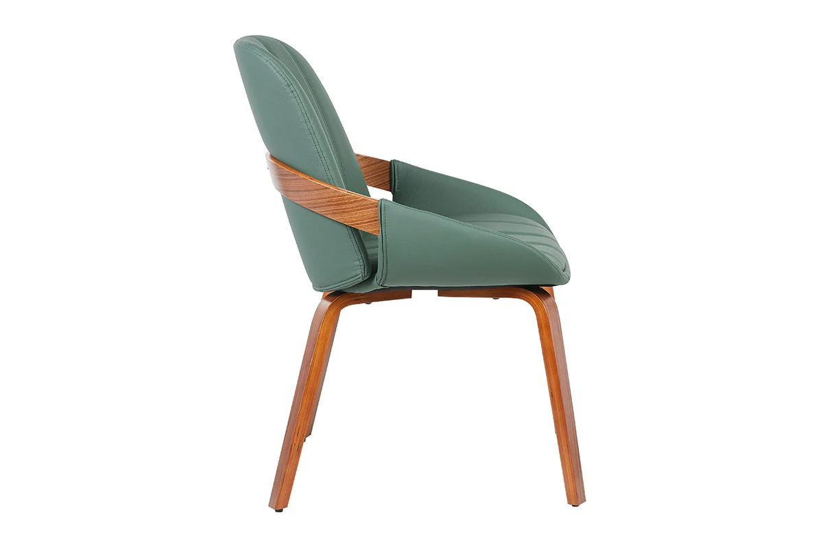 Set of 2 Shangri La Macarro Dining Chairs Green Faux Leather - Image 9