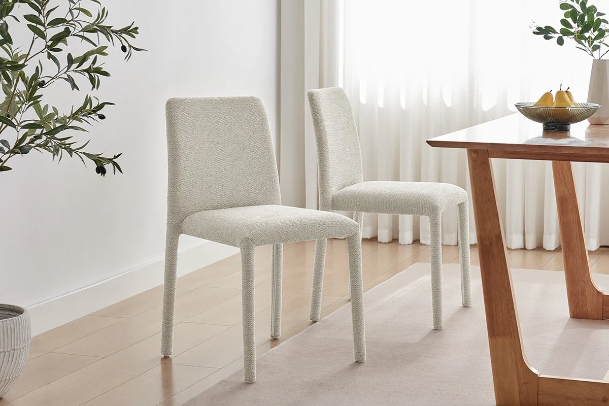 Set of 2 Shangri La Serena Upholstered Dining Chairs Beige - Image 3