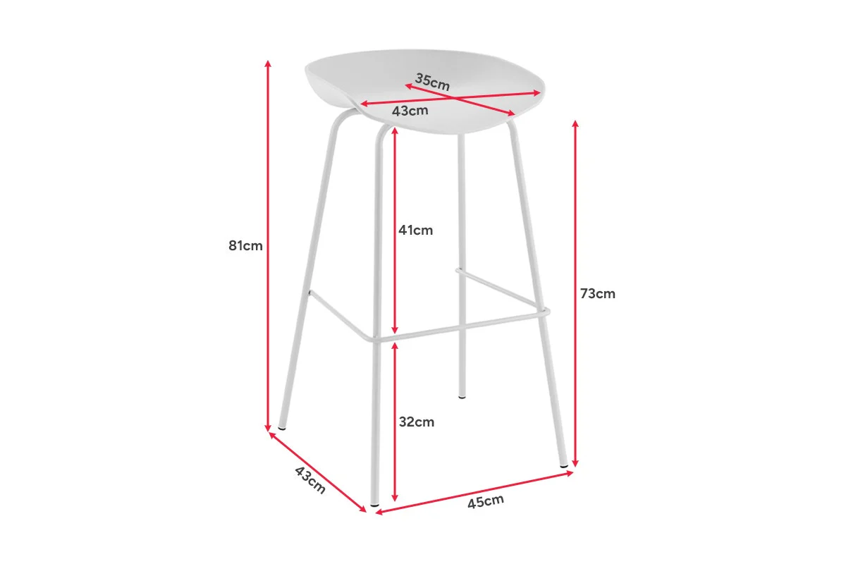 Set of 4 Shangri La Bobby Steel Bar Stools White - Image 11
