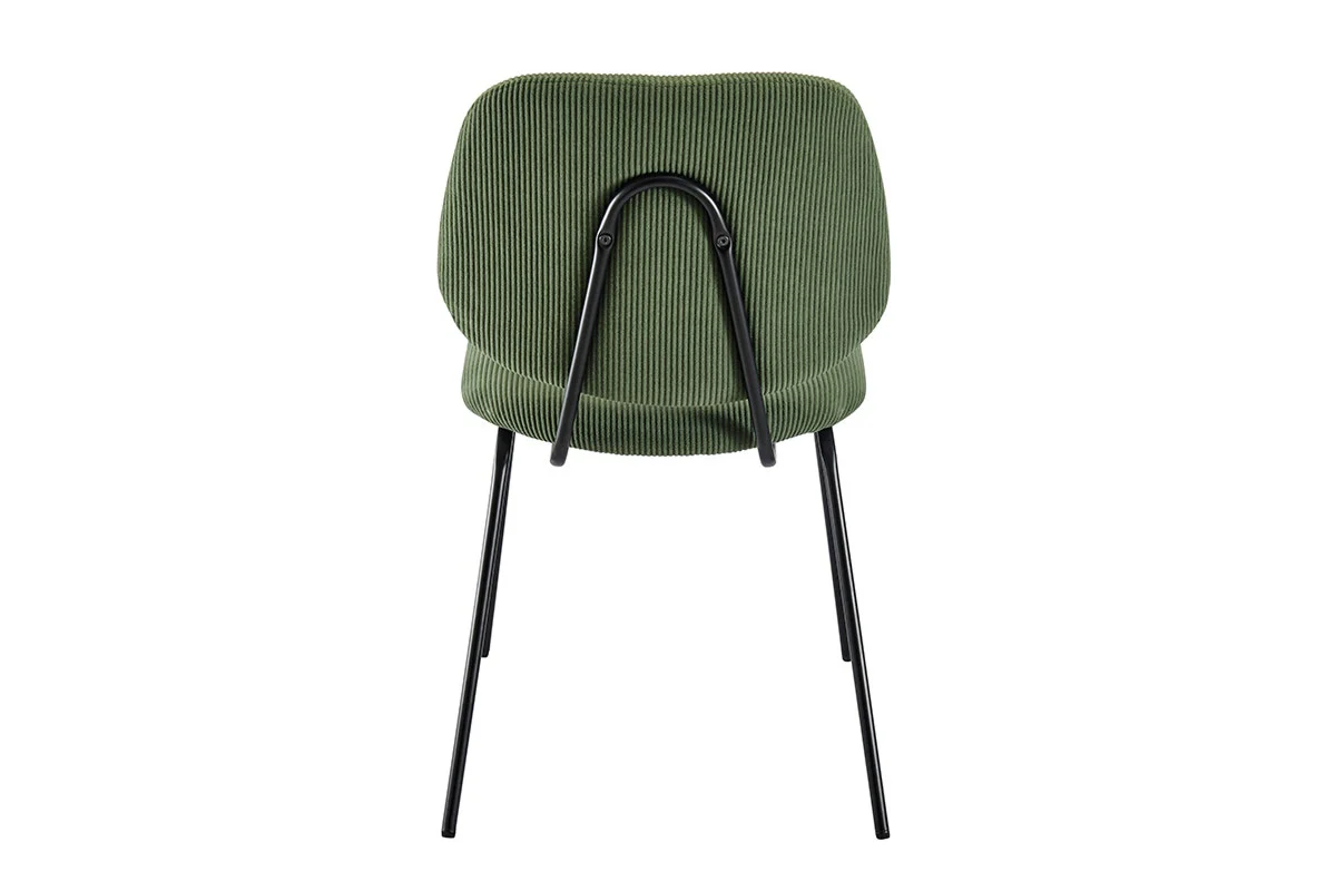 Set of 4 Shangri La Mullion Corduroy Dining Chairs Green - Image 6