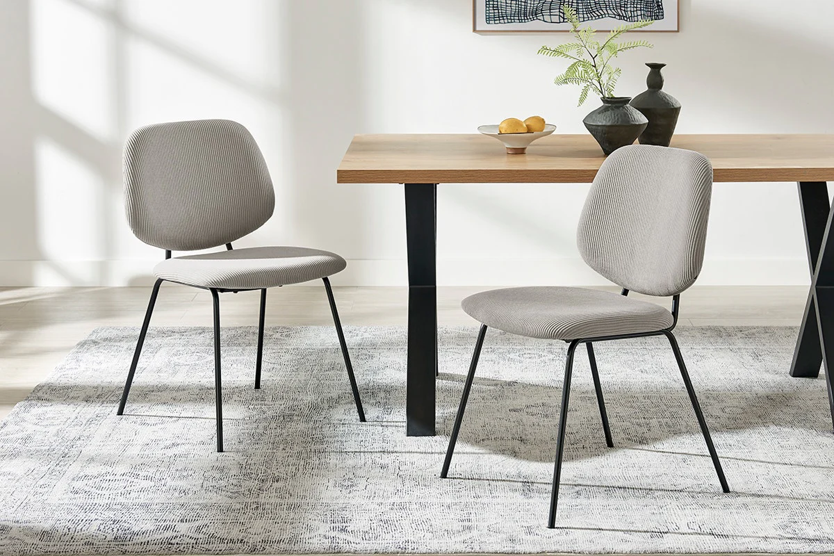 Set of 4 Shangri La Mullion Corduroy Dining Chairs Grey - Image 3