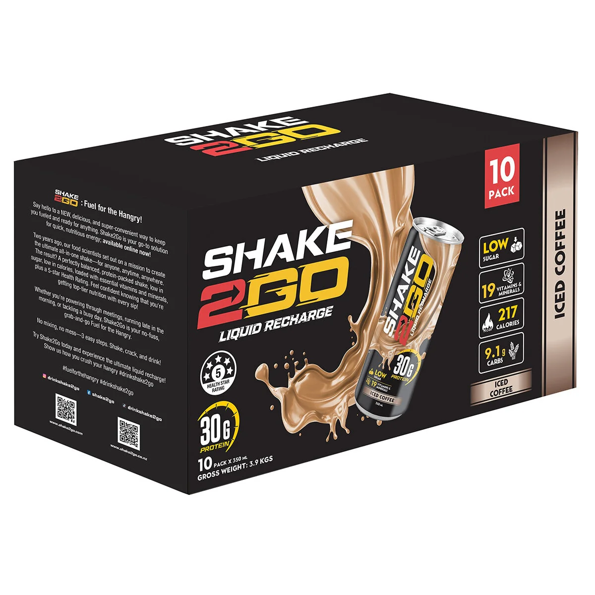 Optislim Shake 2 Go Protein Shake Coffee Low-Sugar 10 x 350ml Capacity
