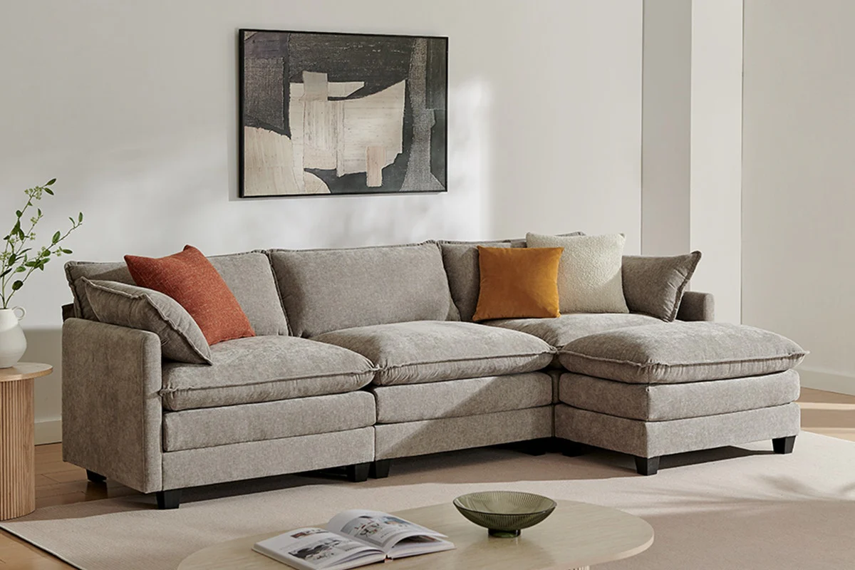 Shangri La Balos 4 Seater Sofa Grey with Ottoman