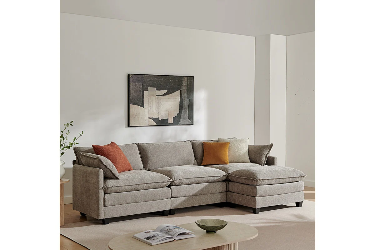 Shangri La Balos 4 Seater Sofa Grey with Ottoman - Image 2