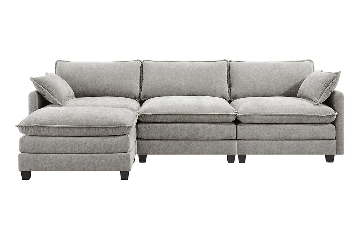 Shangri La Balos 4 Seater Sofa Grey with Ottoman - Image 4