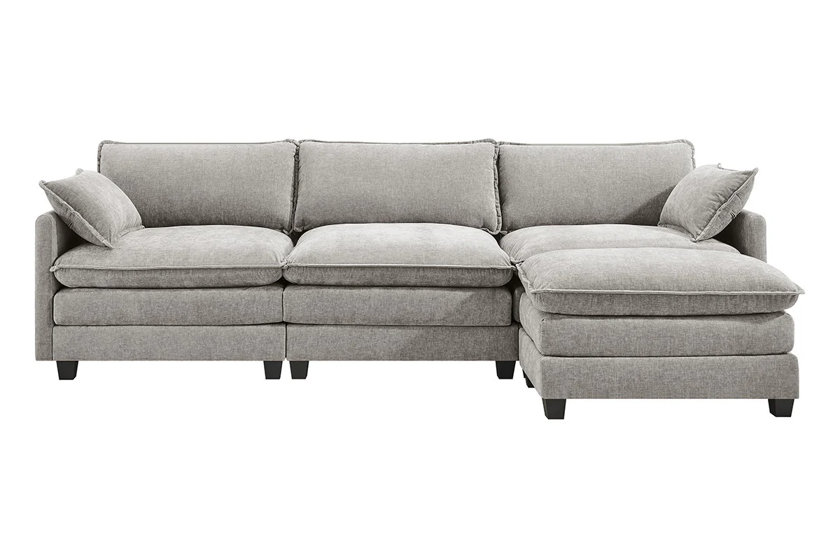 Shangri La Balos 4 Seater Sofa Grey with Ottoman - Image 5
