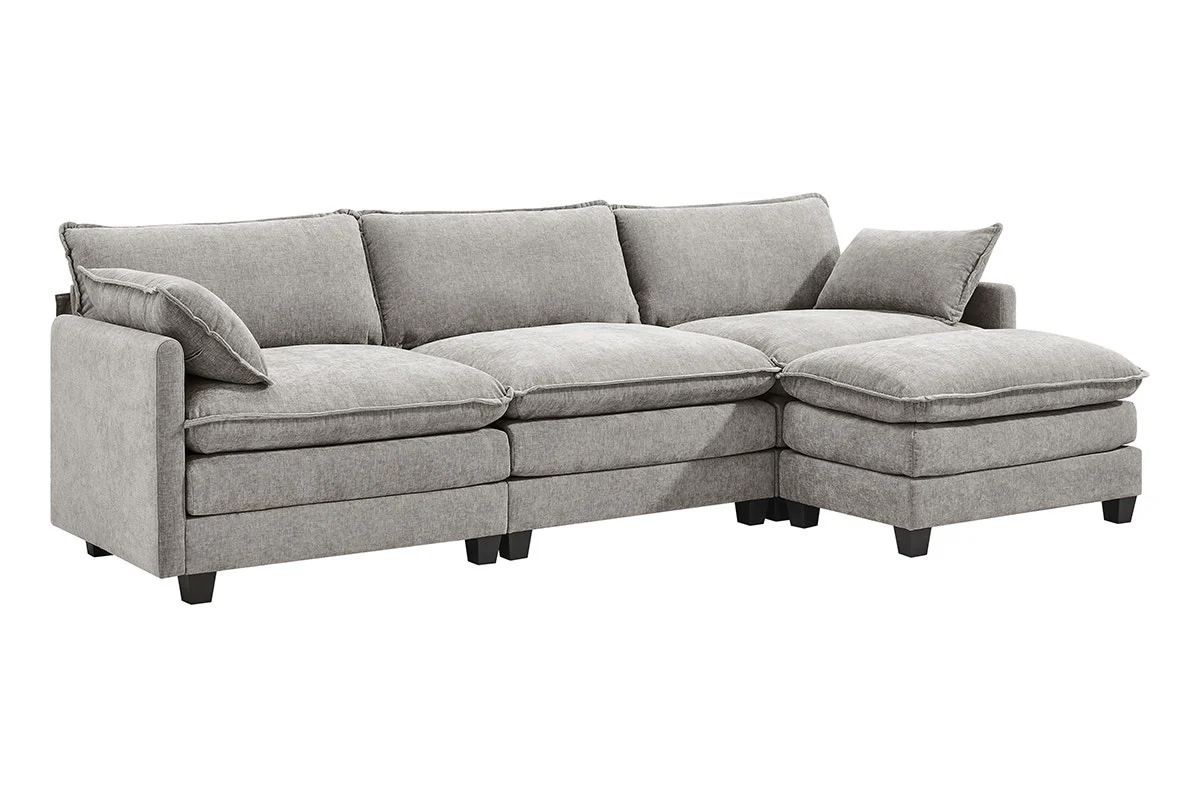 Shangri La Balos 4 Seater Sofa Grey with Ottoman - Image 6