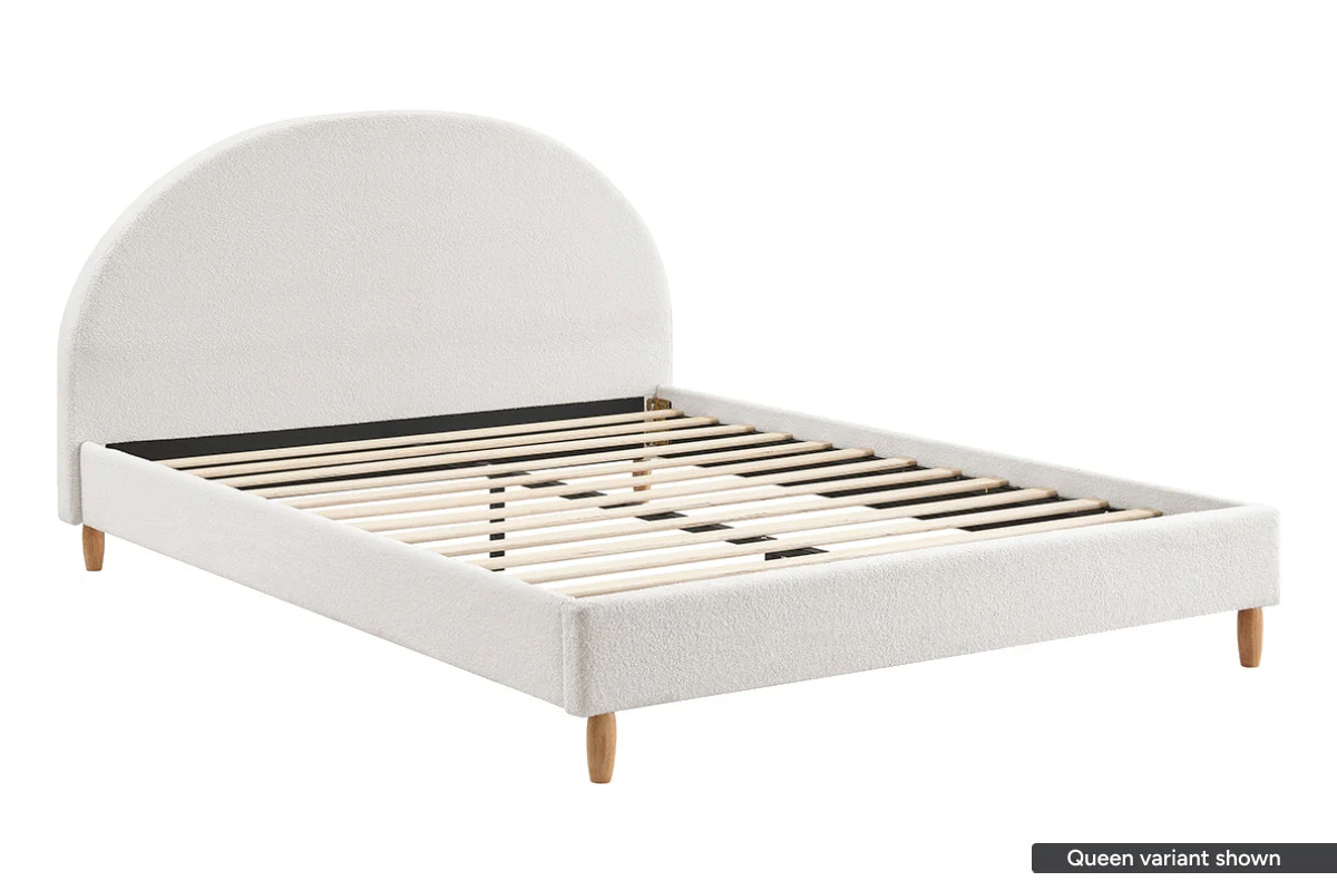 Shangri La Carmel Boucle Bed Frame White Double - Image 3