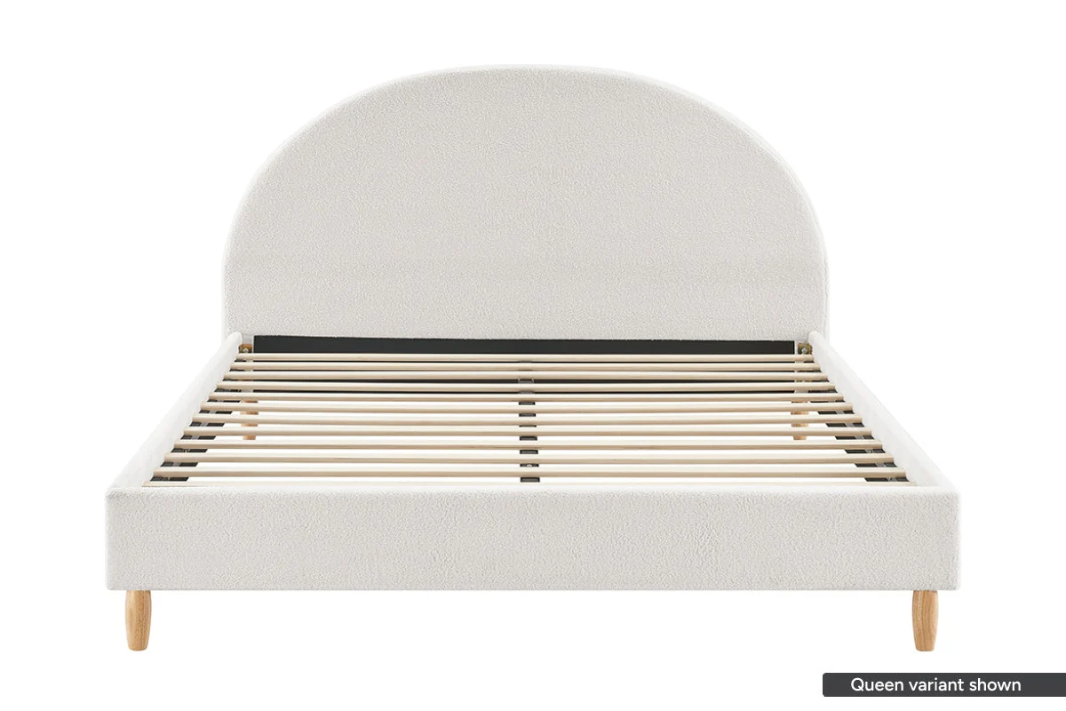 Shangri La Carmel Boucle Bed Frame White Double - Image 4