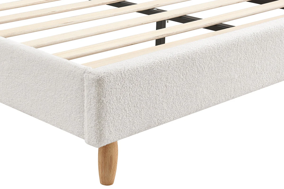 Shangri La Carmel Boucle Bed Frame White Double - Image 5