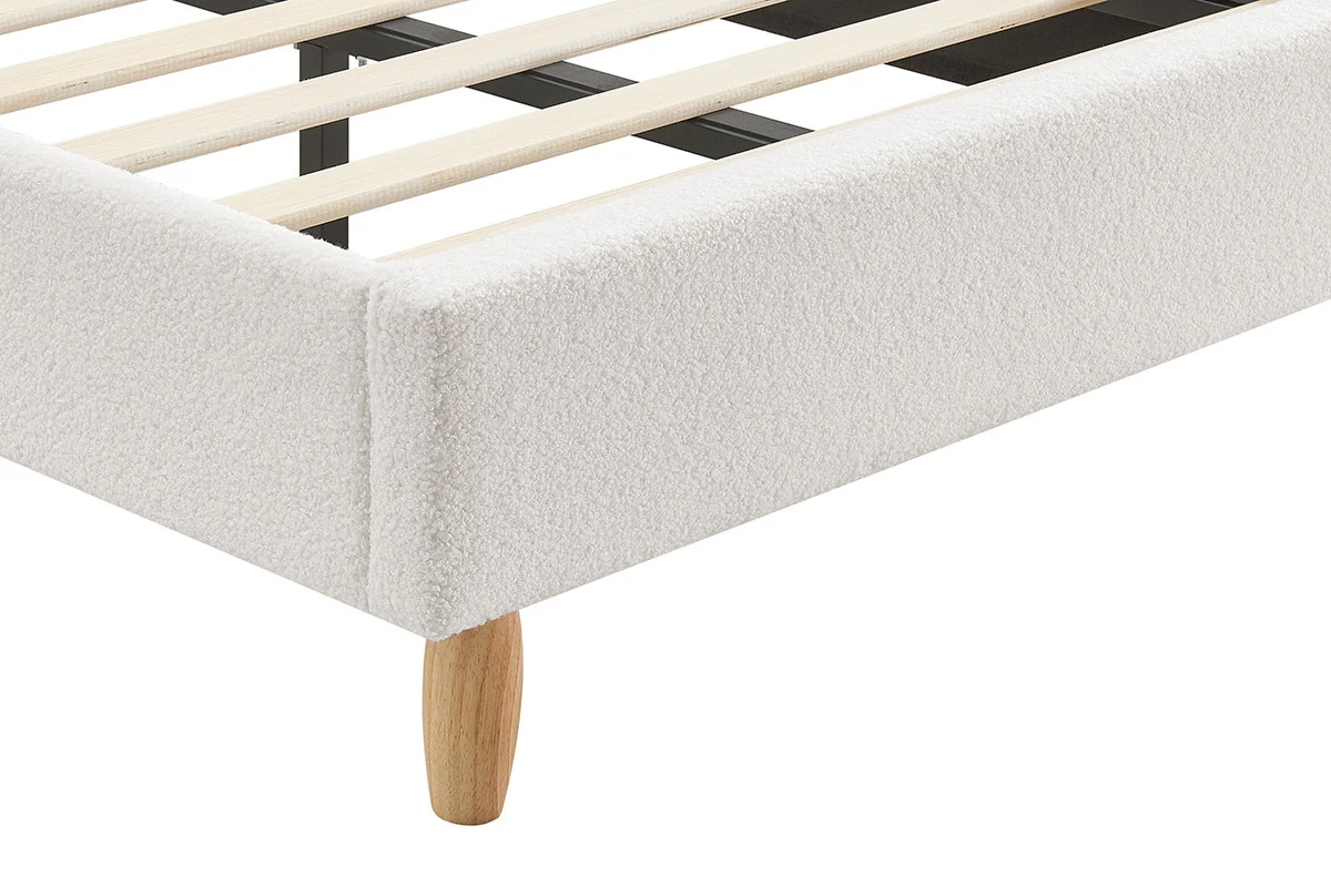 Shangri La Carmel Boucle Bed Frame White Single - Image 4