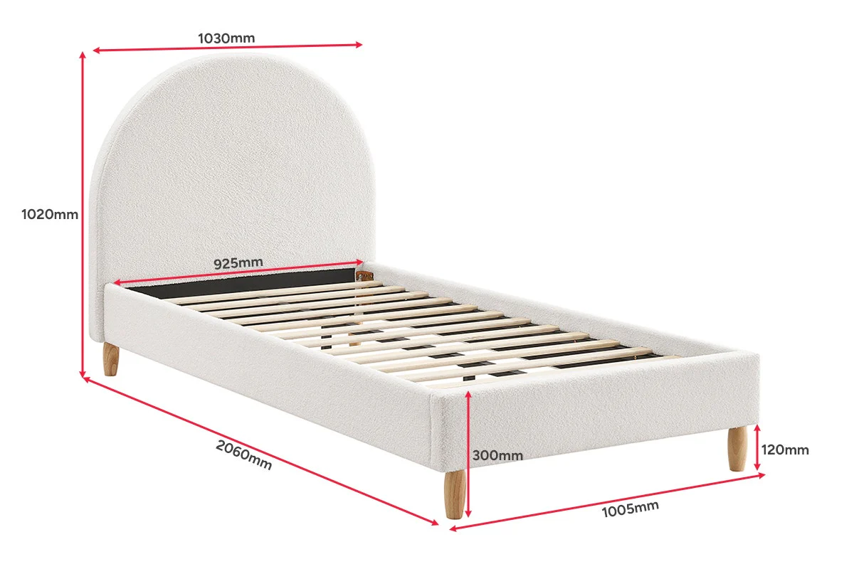 Shangri La Carmel Boucle Bed Frame White Single - Image 5