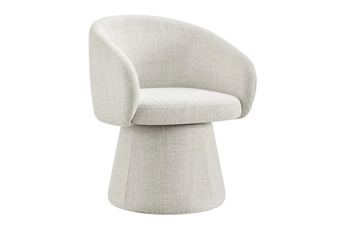 Shangri La Castro Swivel Dining Chair Beige Upholstered - Image 3