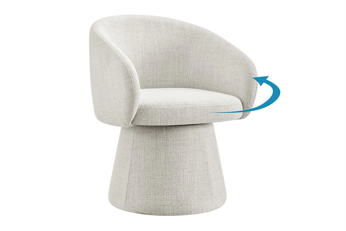Shangri La Castro Swivel Dining Chair Beige Upholstered - Image 4