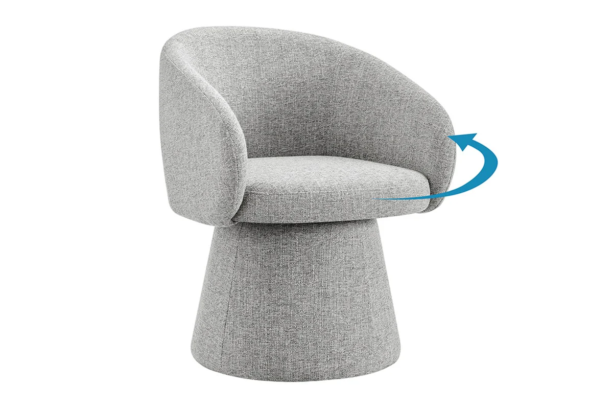 Shangri La Castro Swivel Dining Chair Grey Upholstered