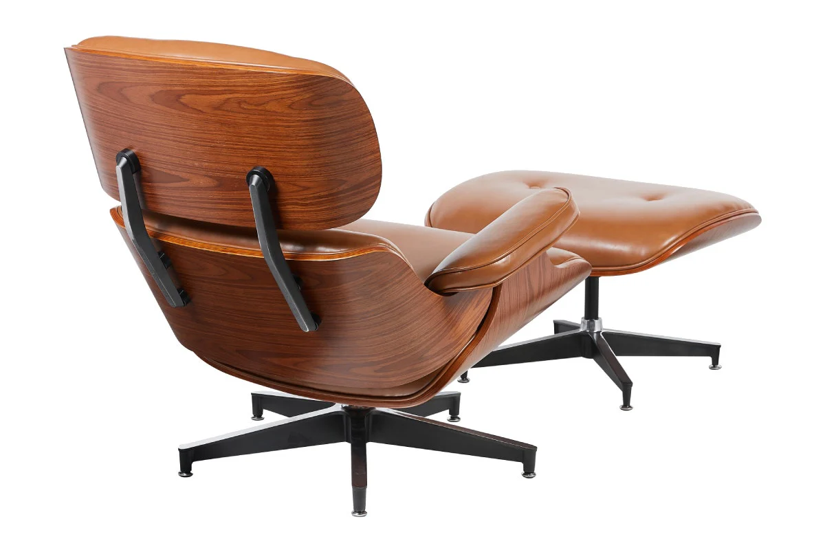 Shangri La Eames Replica Lounge Chair and Ottoman Tan Walnut - Image 10