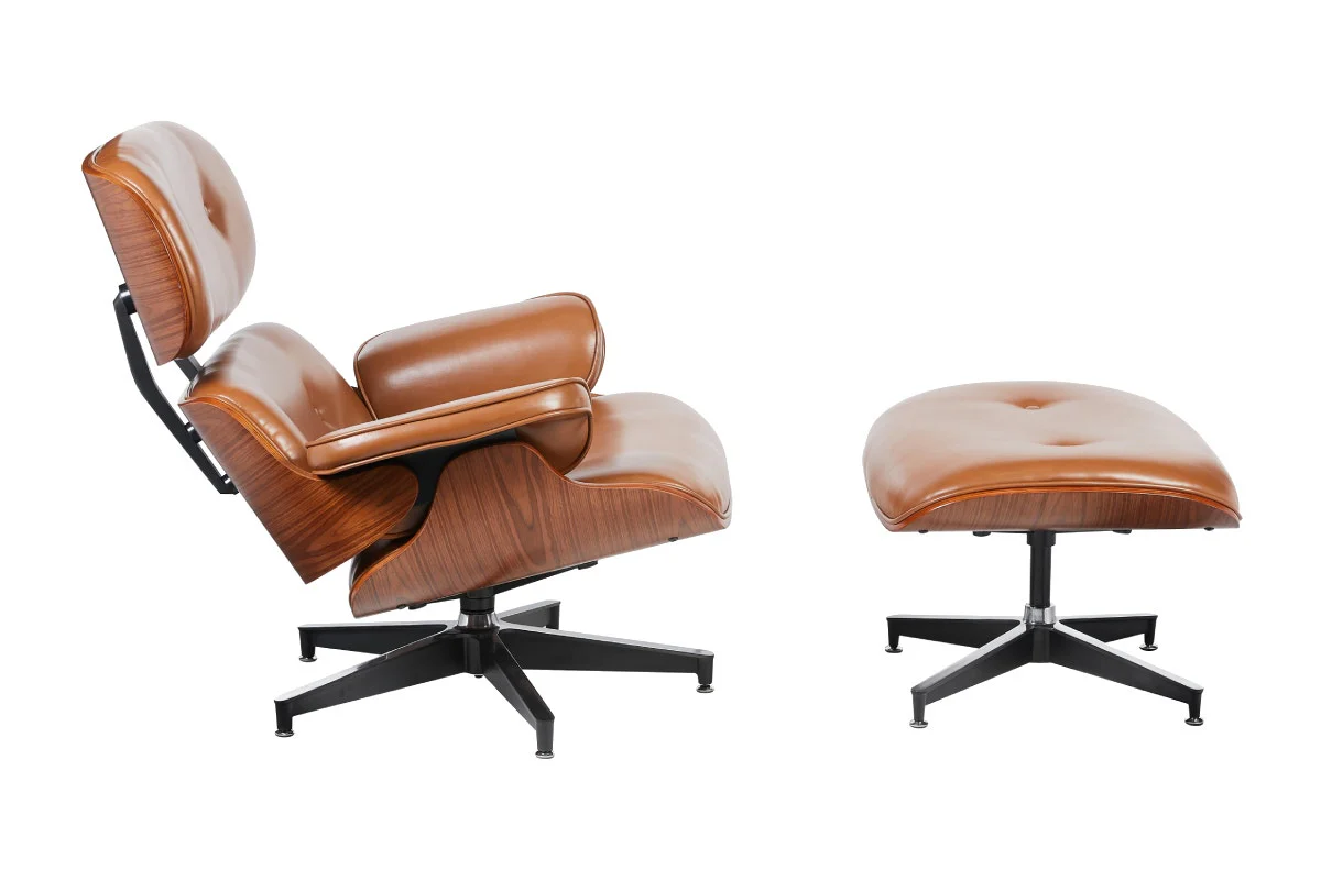 Shangri La Eames Replica Lounge Chair and Ottoman Tan Walnut - Image 11