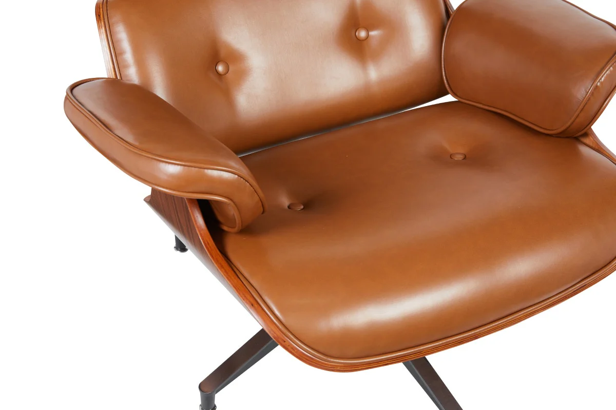 Shangri La Eames Replica Lounge Chair and Ottoman Tan Walnut - Image 14