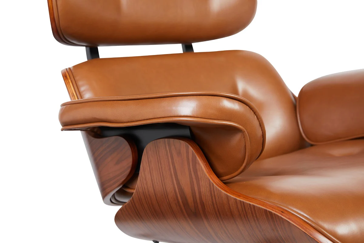 Shangri La Eames Replica Lounge Chair and Ottoman Tan Walnut - Image 16