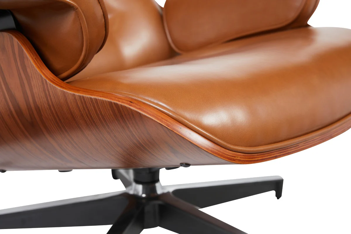 Shangri La Eames Replica Lounge Chair and Ottoman Tan Walnut - Image 17