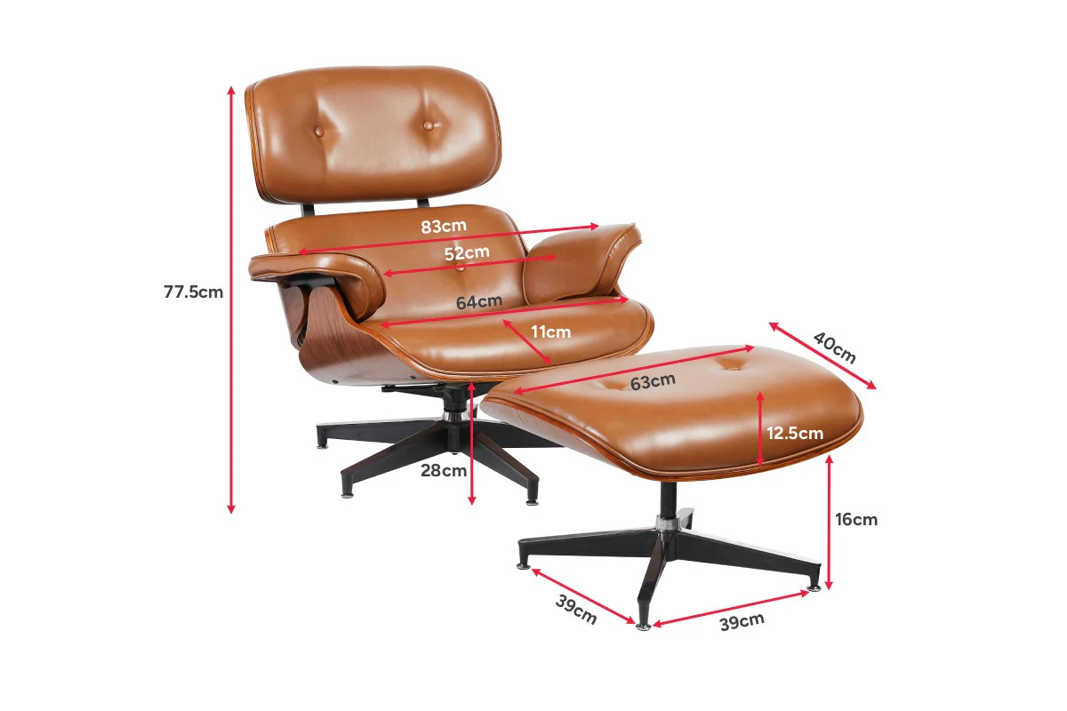 Shangri La Eames Replica Lounge Chair and Ottoman Tan Walnut - Image 20
