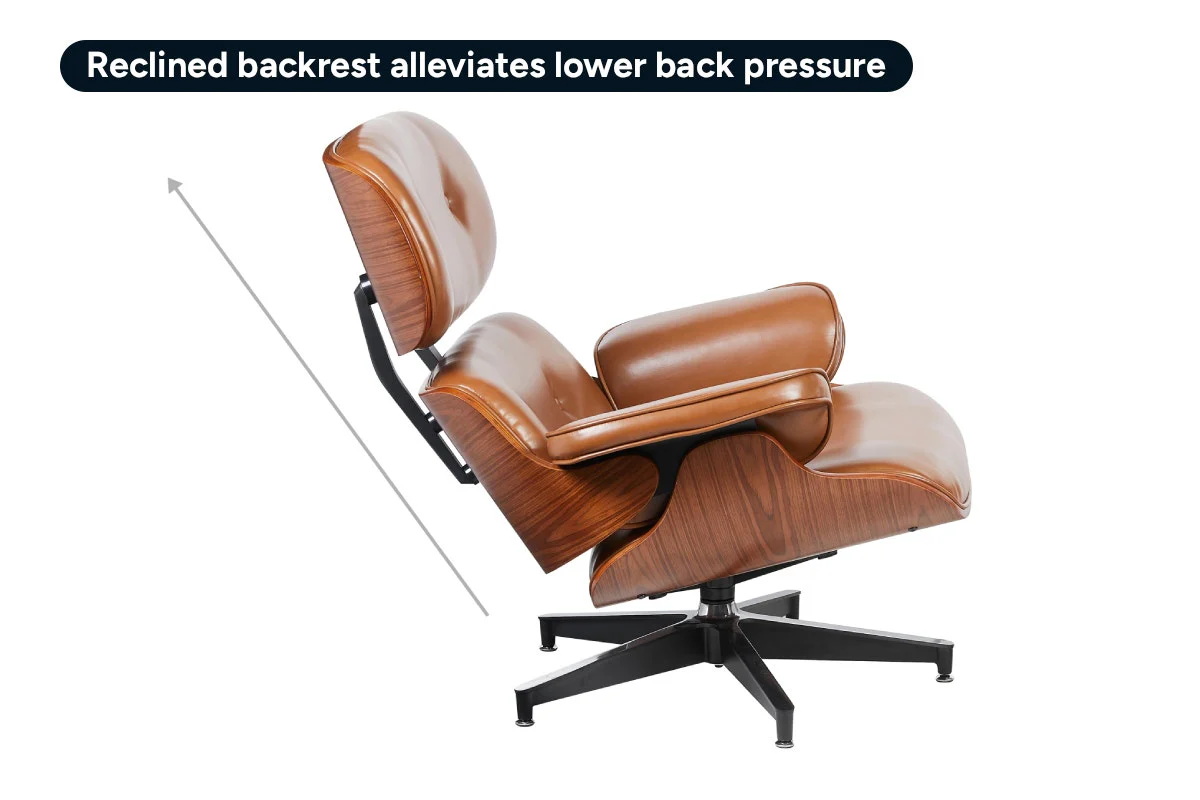 Shangri La Eames Replica Lounge Chair and Ottoman Tan Walnut - Image 6