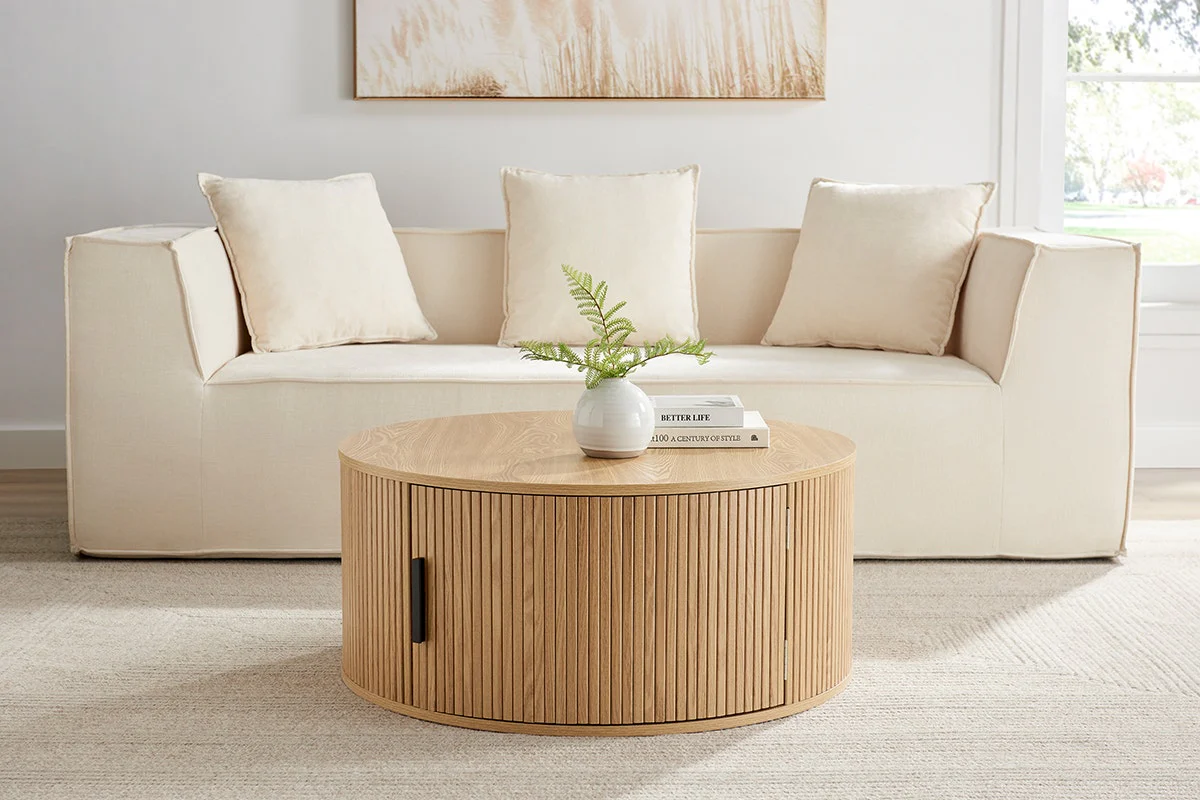 Shangri La Kobe Coffee Table Natural Hidden Storage - Image 2