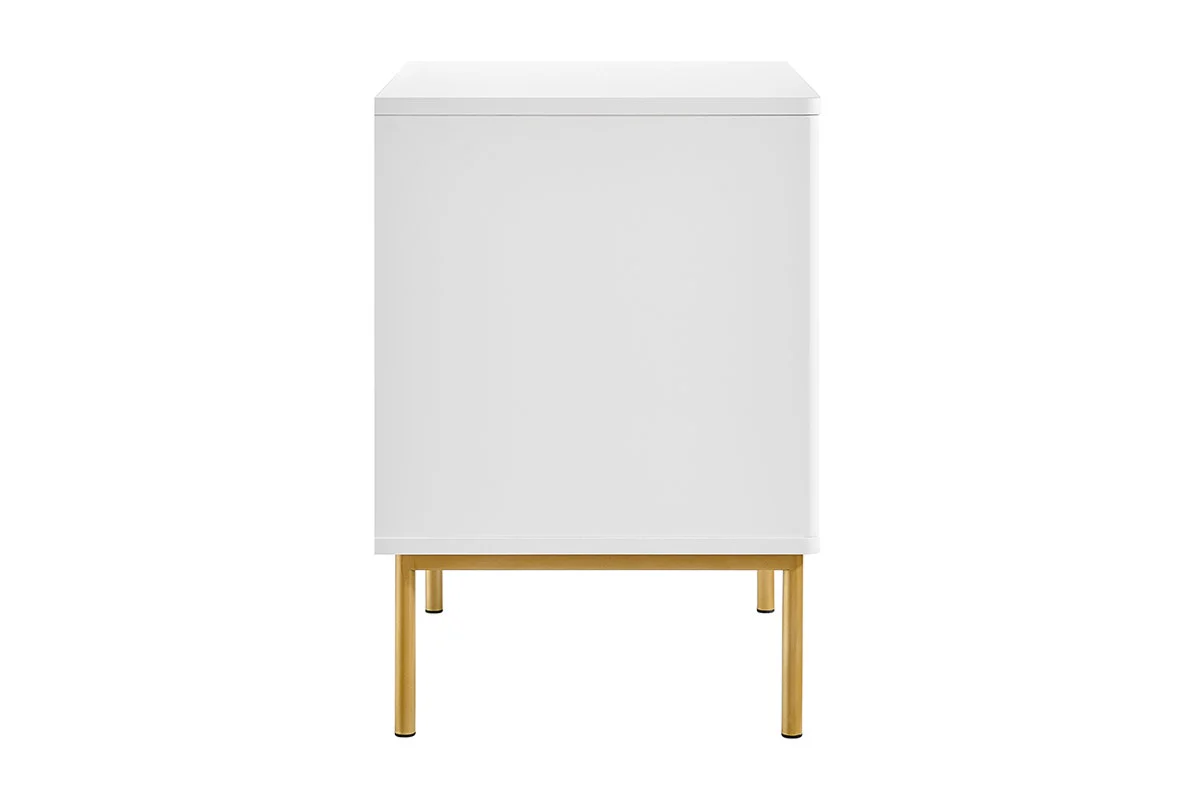 Shangri La Lilah 2 Drawer Ribbed Bedside Table White - Image 4