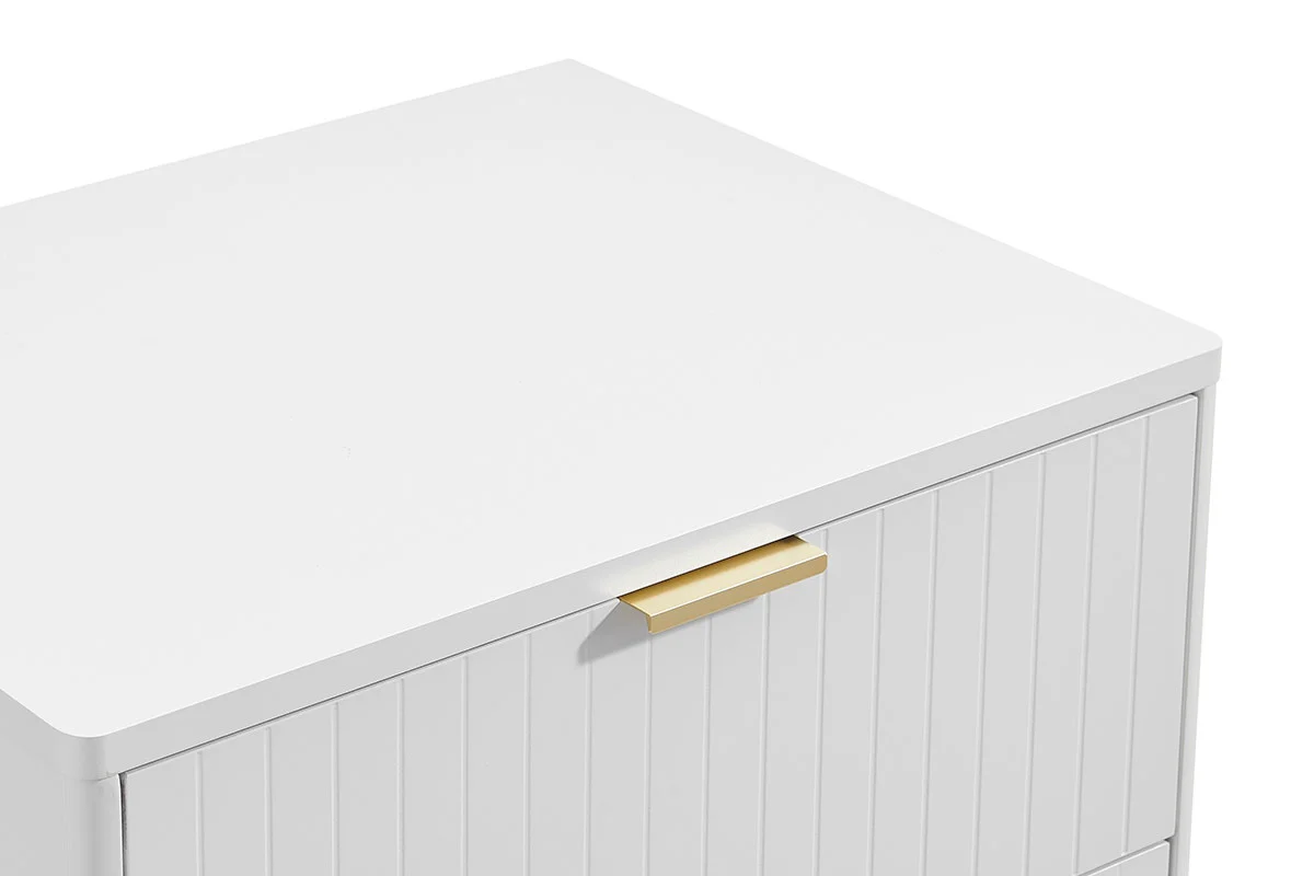 Shangri La Lilah 2 Drawer Ribbed Bedside Table White - Image 7