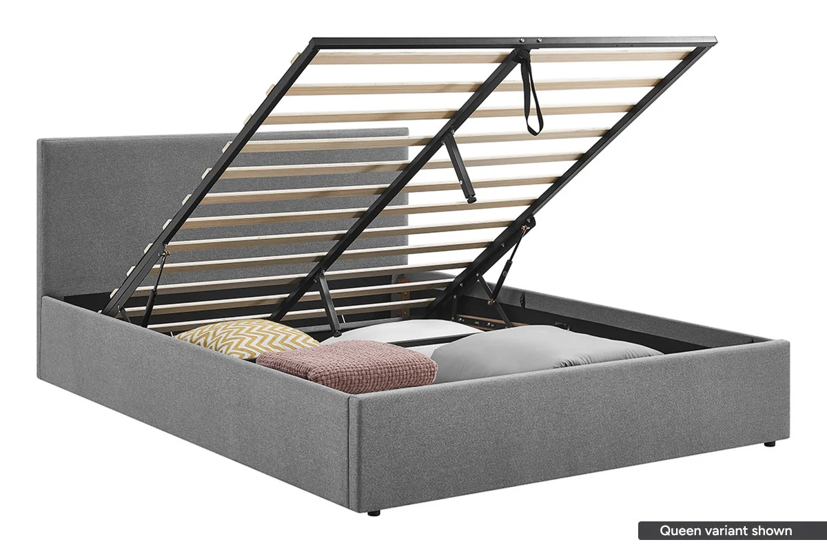 Shangri La Lyon Gas Lift Storage Bed Frame Grey Double - Image 5