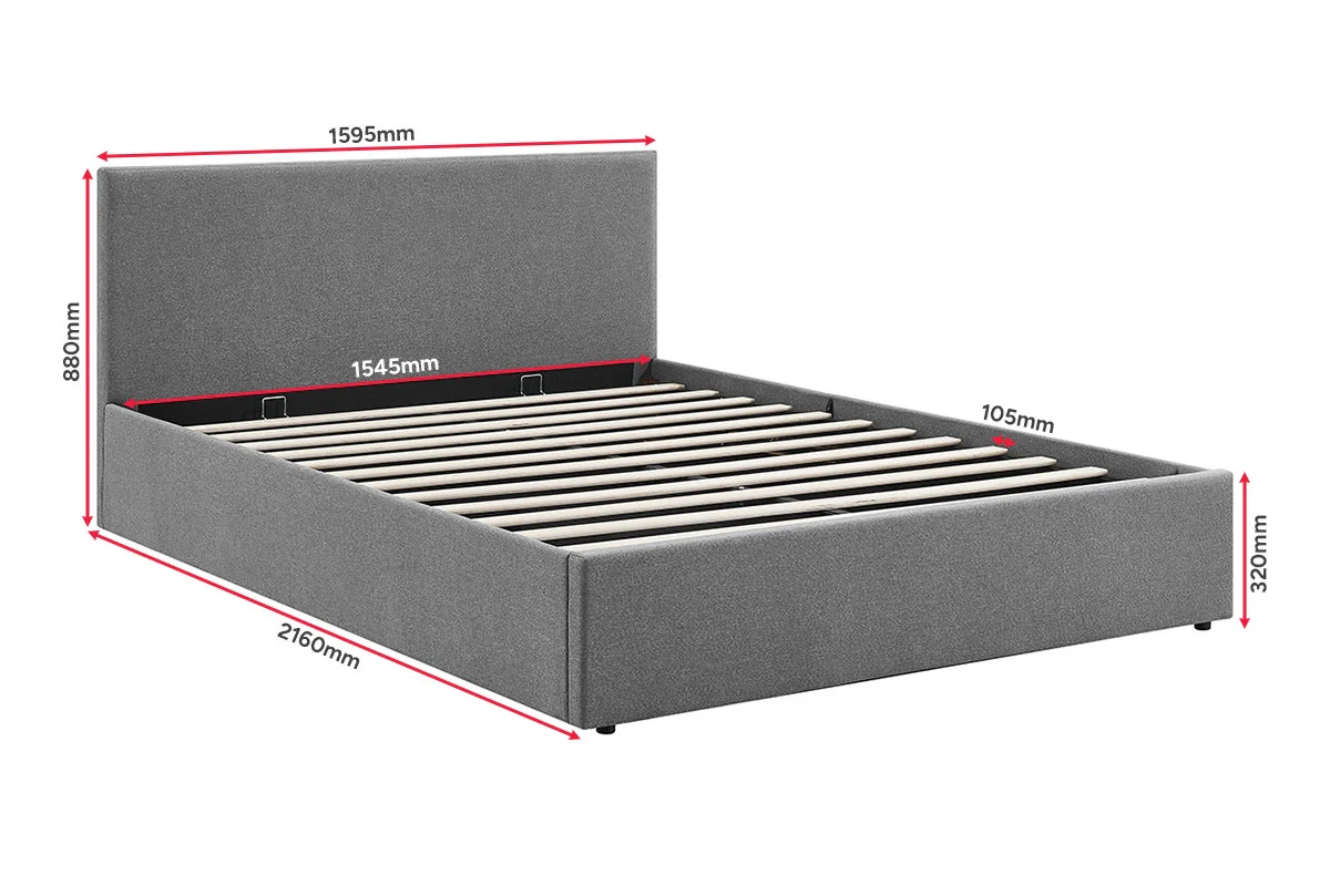 Shangri La Lyon Gas Lift Storage Bed Frame Grey Queen - Image 10