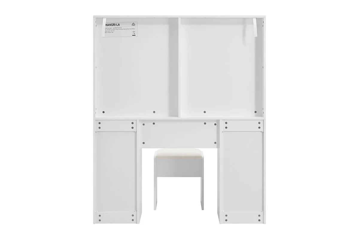Shangri La Napa Dressing Table and Stool Set White LED Mirror - Image 9