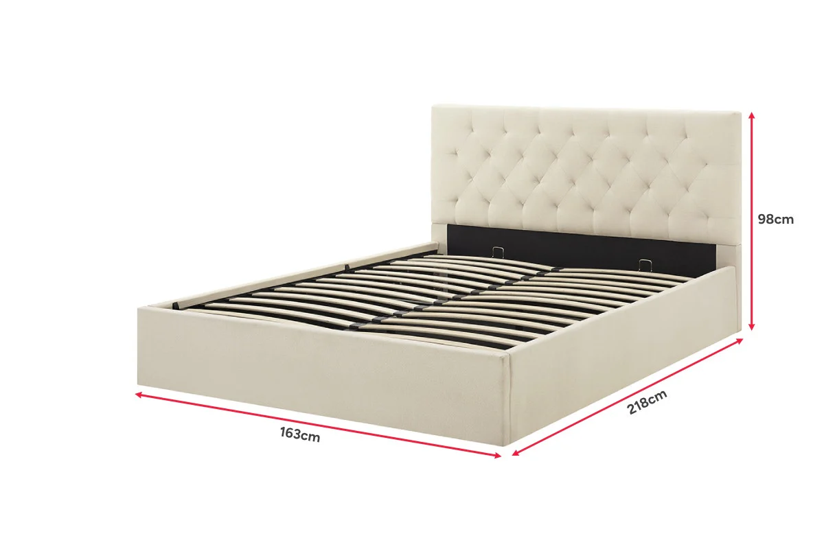 Shangri La Newport Gas Lift Bed Frame Natural Beige Queen - Image 10