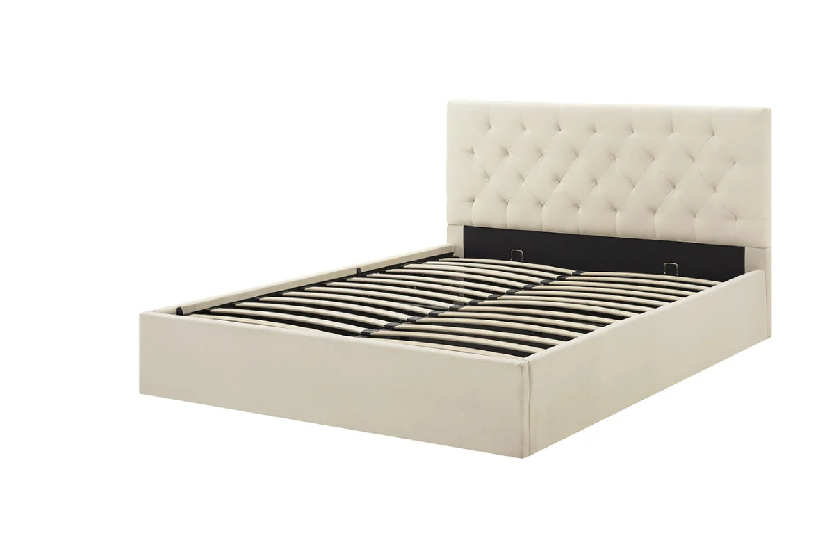 Shangri La Newport Gas Lift Bed Frame Natural Beige Queen - Image 3