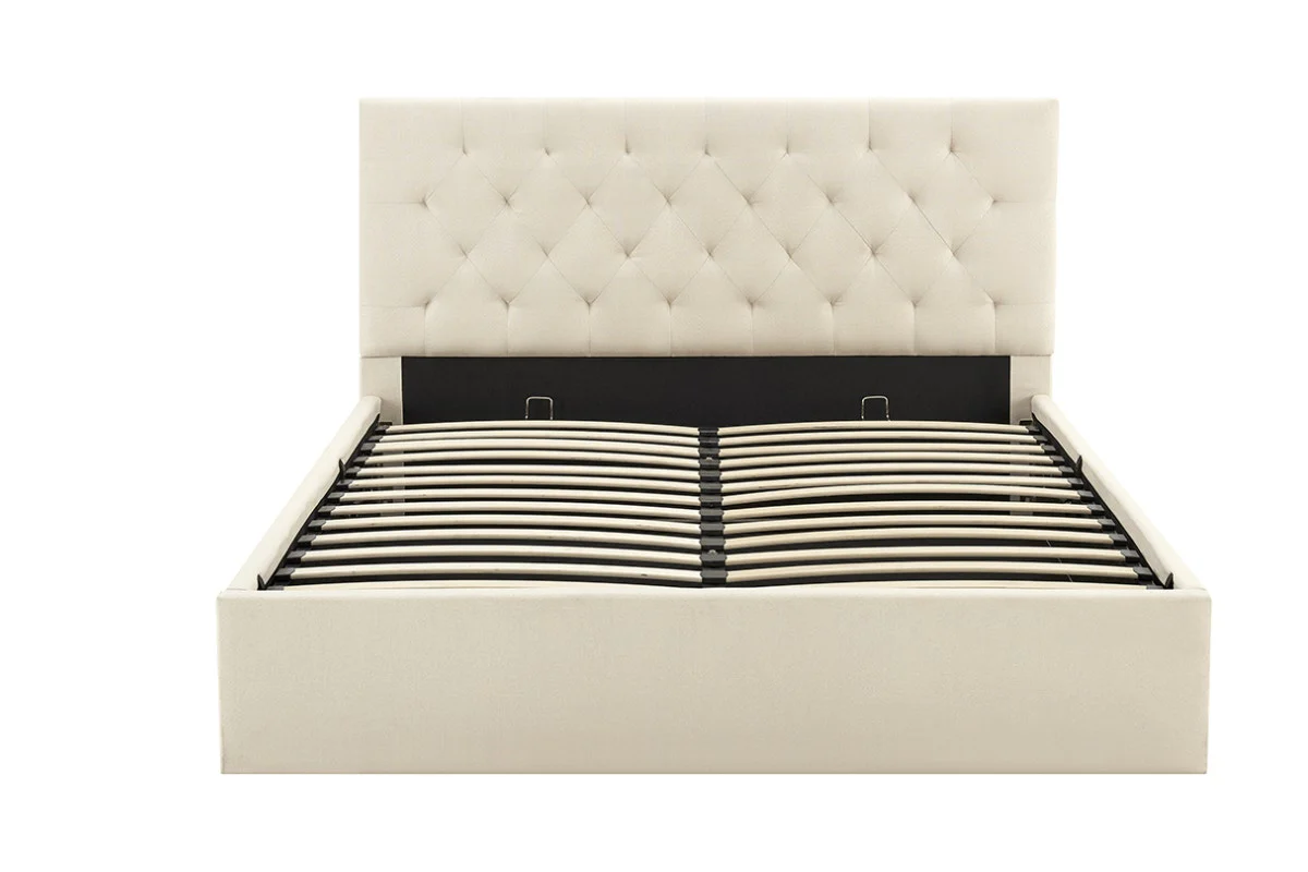 Shangri La Newport Gas Lift Bed Frame Natural Beige Queen - Image 4