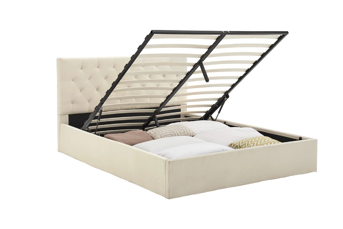 Shangri La Newport Gas Lift Bed Frame Natural Beige Queen - Image 5