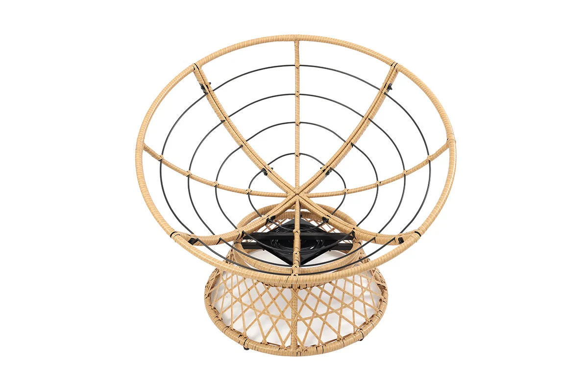 Shangri La Papasan Swivel Wicker Chair Beige with Cushion - Image 6