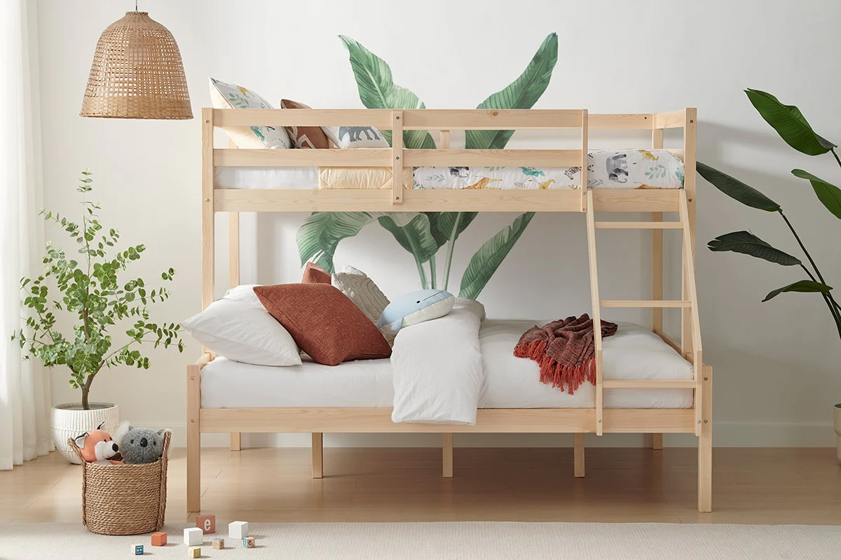 Shangri La Pasadena Single Over Double Bunk Bed Natural