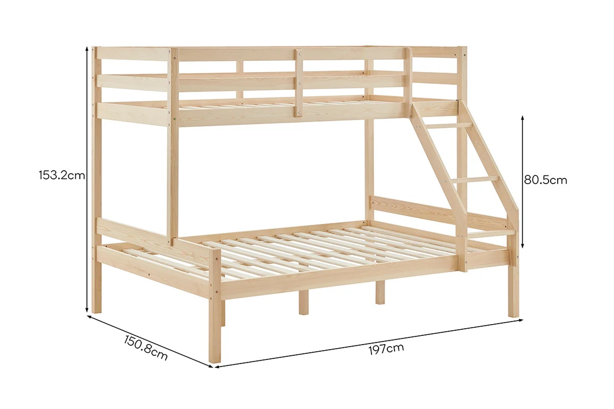Shangri La Pasadena Single Over Double Bunk Bed Natural - Image 11