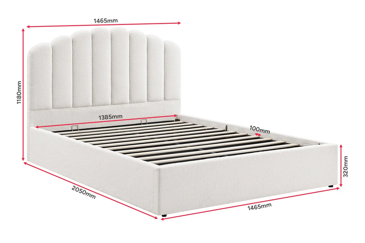 Shangri La Santorini Boucle Storage Bed Frame White Double - Image 10