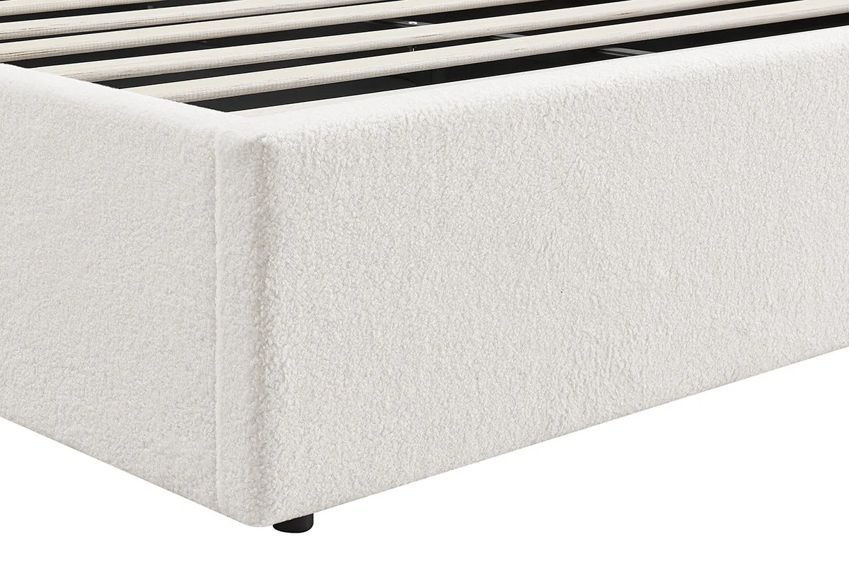 Shangri La Santorini Boucle Storage Bed Frame White Double - Image 9