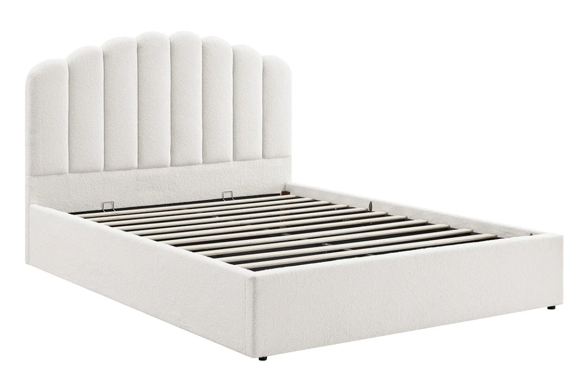 Shangri La Santorini Boucle Storage Bed Frame White Queen - Image 3